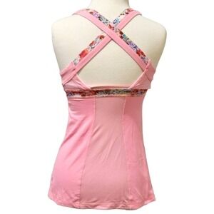 LULULEMON - pink athletic tank top with flower design accented  strap, size 6